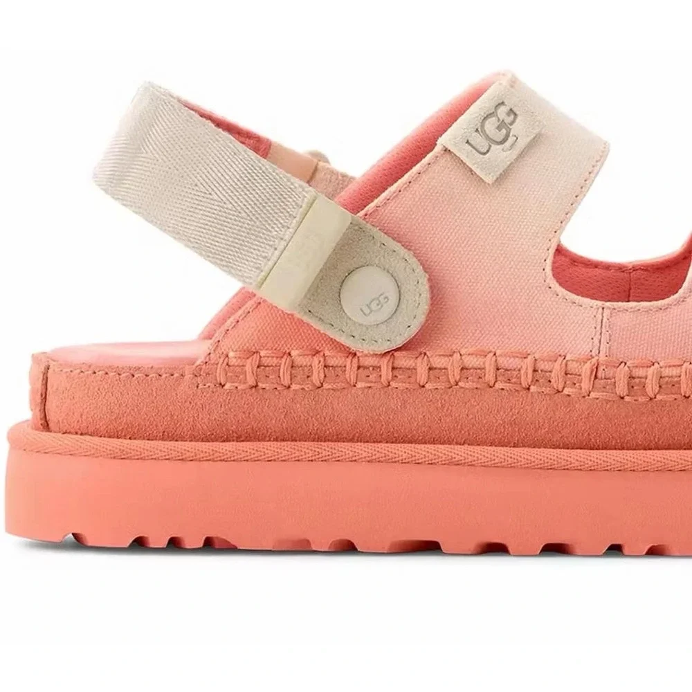 UGG Women's Platform Slide Sandals in Coral Pink and Ivory